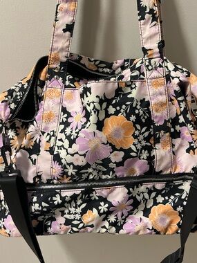 MsddennGirl weekend Bag — Black with Lilac & Peach Flowers